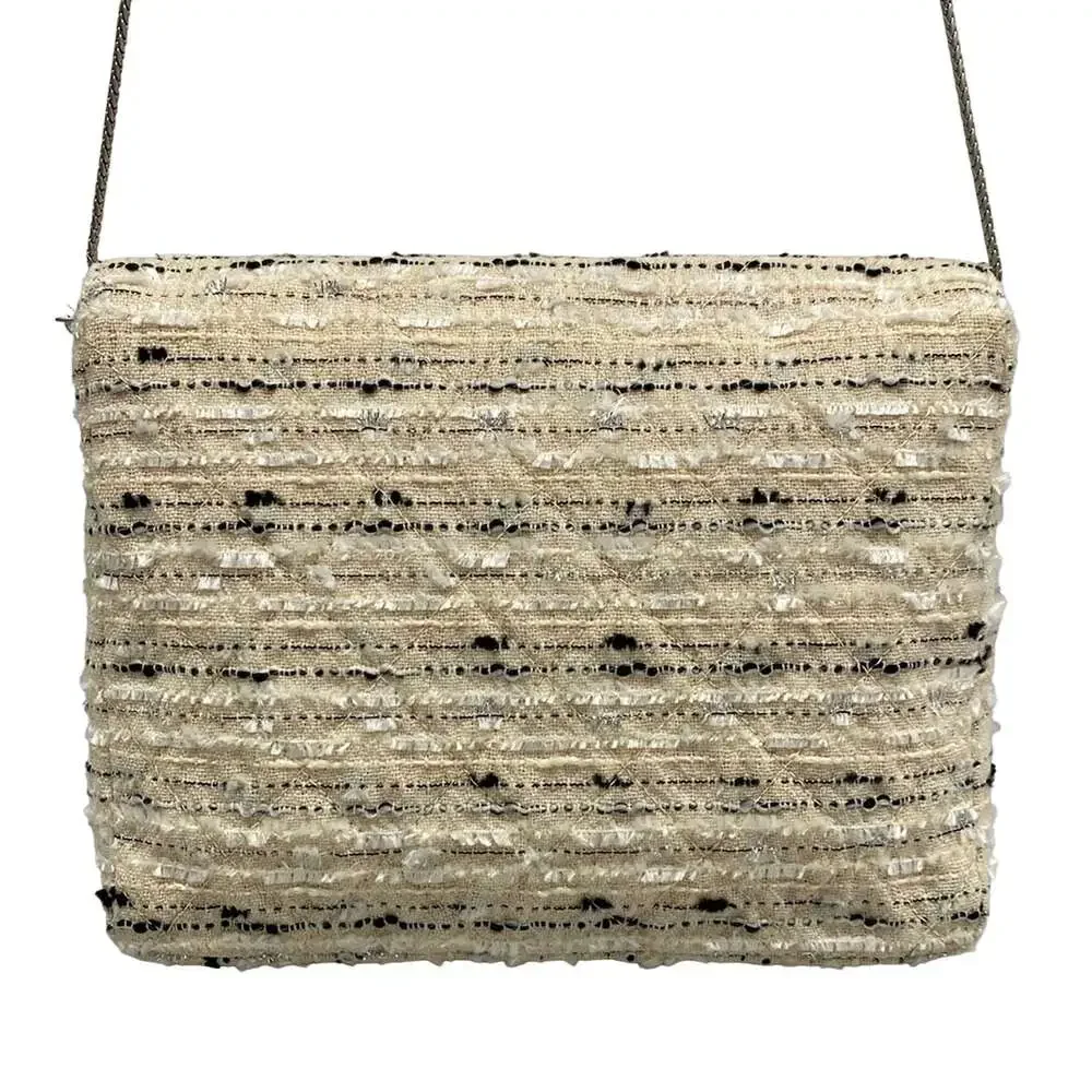 Chanel Matelasse Shoulder Bag Beige Silver Multi